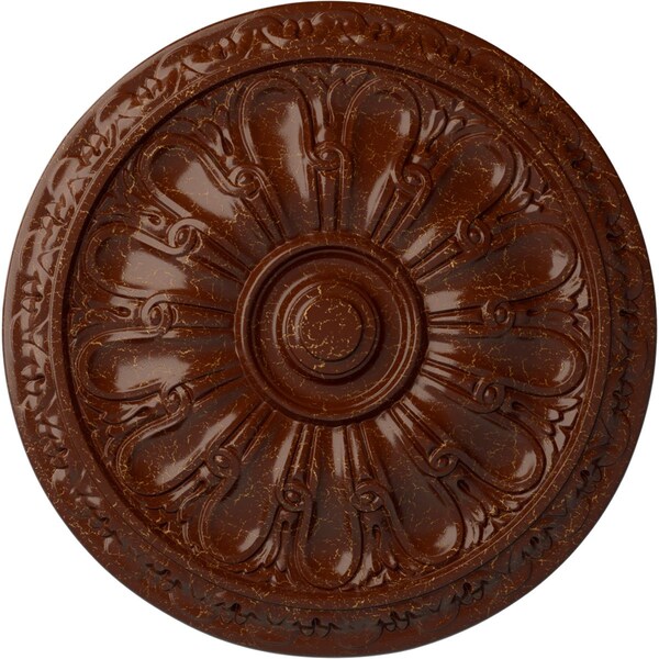 Ekena Millwork Kirke Ceiling Medallion (Fits Canopies up to 3 3/4"), 15 3/4"OD x 5/8"P, Burnished Mahogany Crackle CM16KIBMC - main
